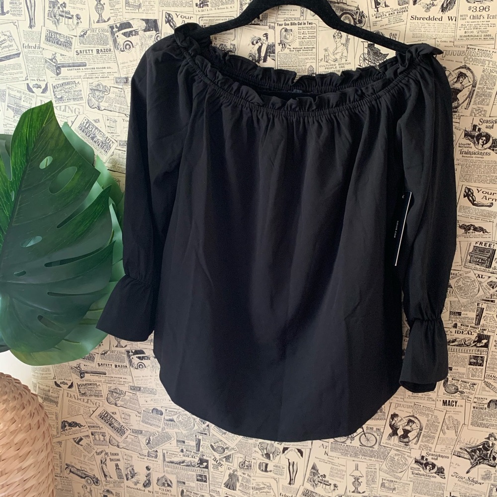 NWT lulus off shoulder black blouse long sleeve XS - Picture 2 of 9
